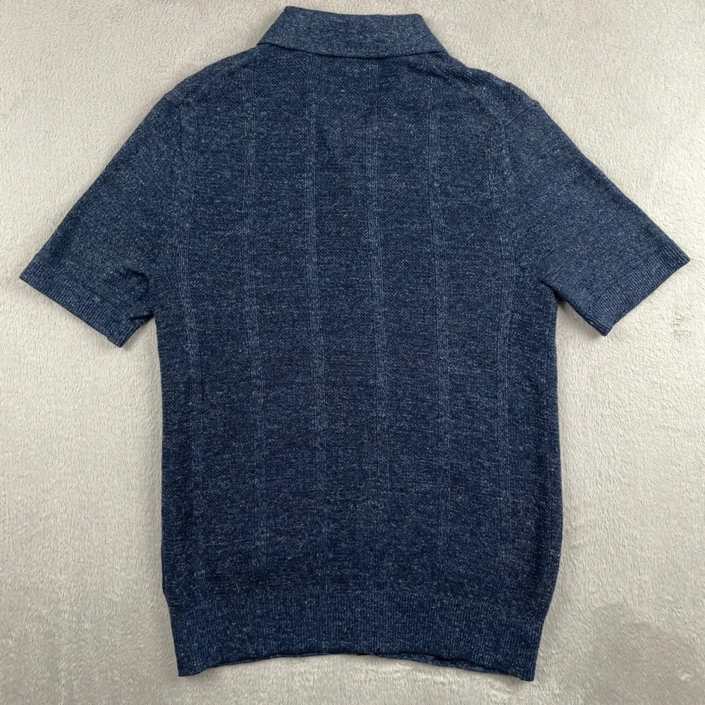 Banana Republic Resort Shirt Mens Small Blue Cotton Linen Blend Button Up